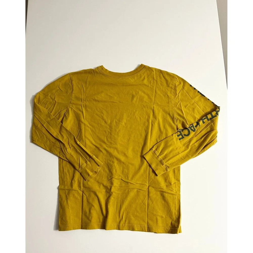 The North Face Men's Long Sleeve Graphic T-Shirt Mustard Yellow Large Logo Tee